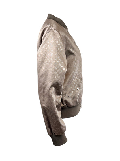 Louis Vuitton Marc Jacobs 2011 Taupe shiny silk Monogram bomber jacket