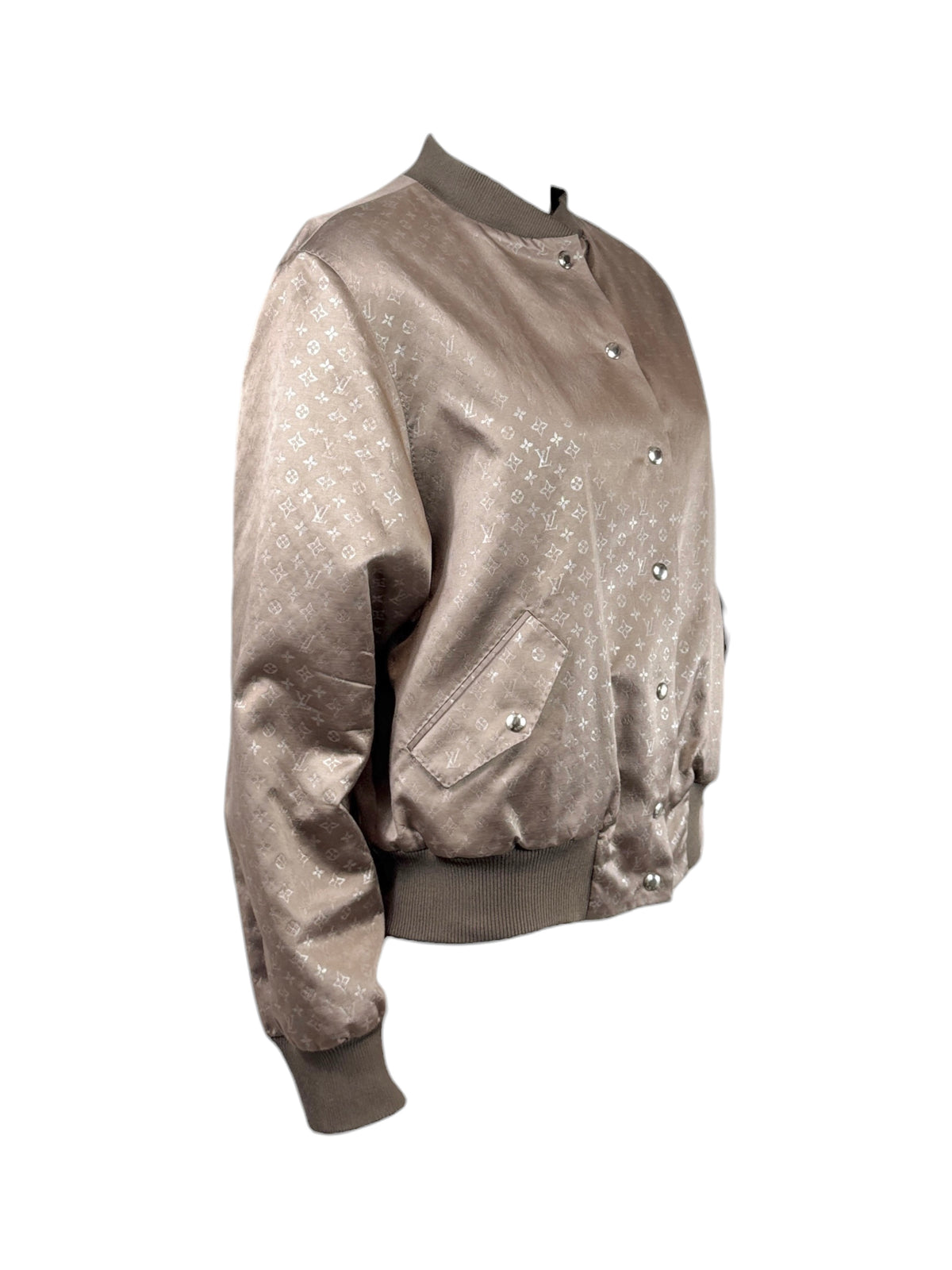 Louis Vuitton Marc Jacobs 2011 Taupe shiny silk Monogram bomber jacket
