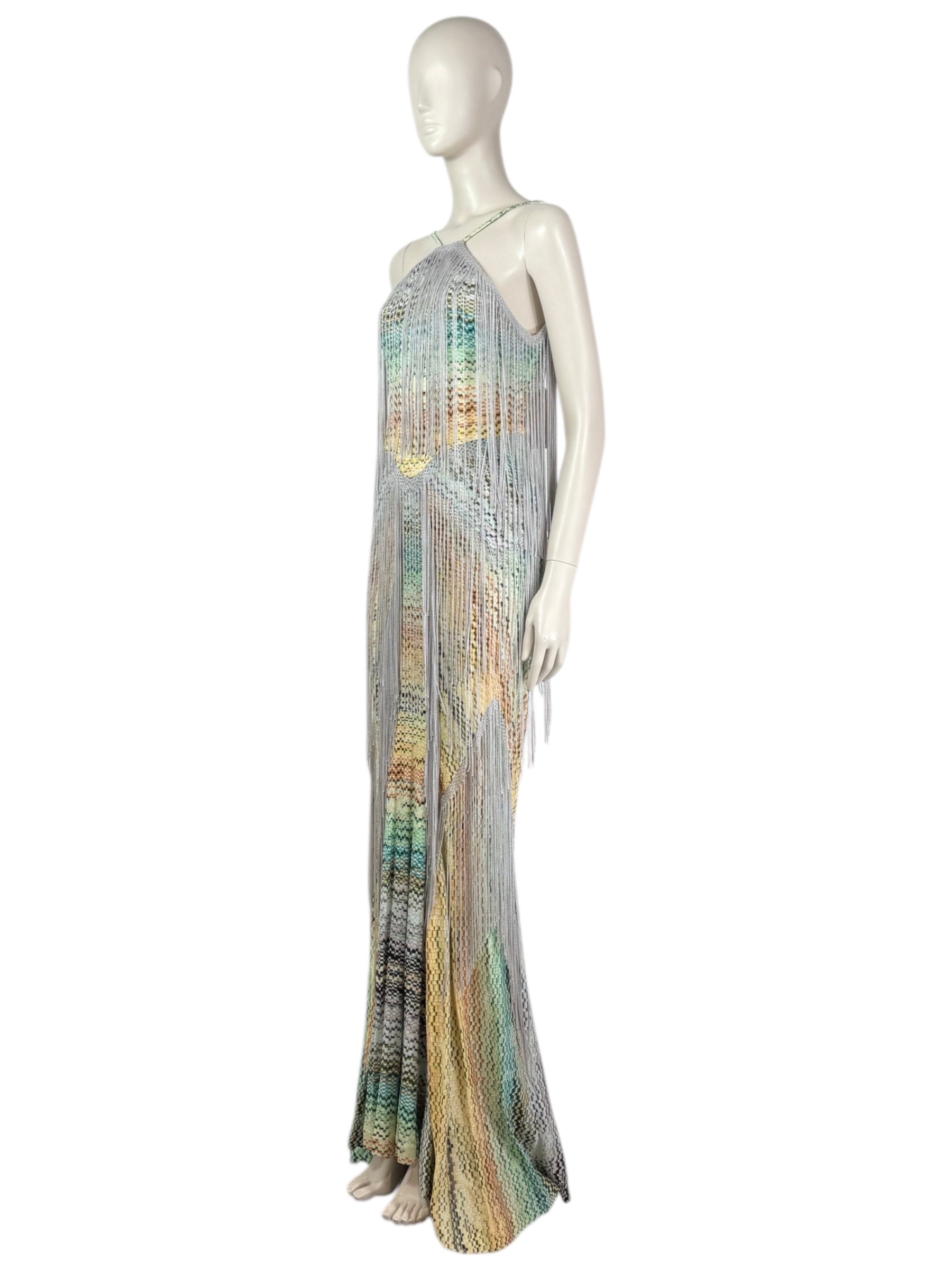 Missoni - Spring/Summer 2005 - Look 42 - Long, strappy, multicoloured fringed knit dress
