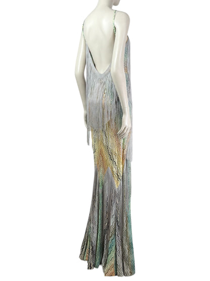 Missoni - Spring/Summer 2005 Collection - Look 42 - Long, strappy, multicoloured fringed knit dress