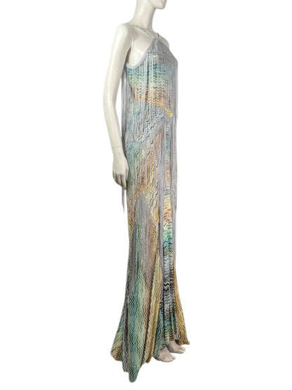 Missoni - Spring/Summer 2005 Collection - Look 42 - Long, strappy, multicoloured fringed knit dress