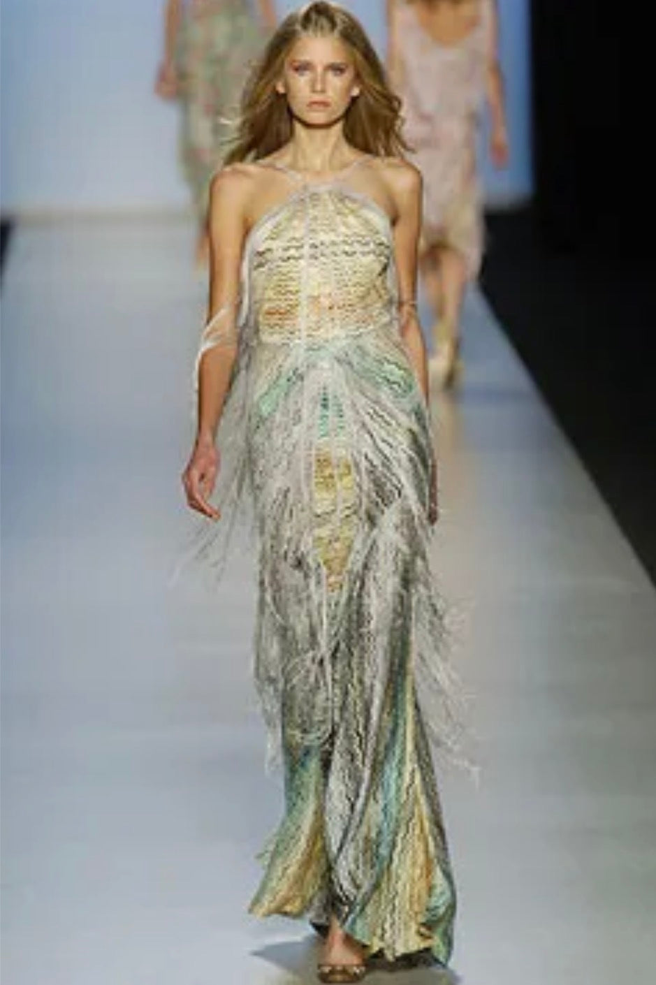 Missoni - Spring/Summer 2005 Collection - Look 42 - Long, strappy, multicoloured fringed knit dress