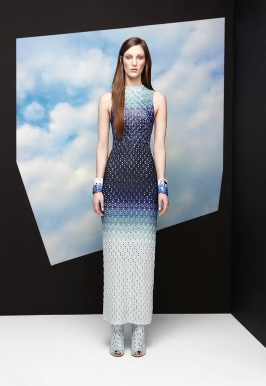 Missoni Resort 2013 Look 19 Maxi ombre knit dress embroidered