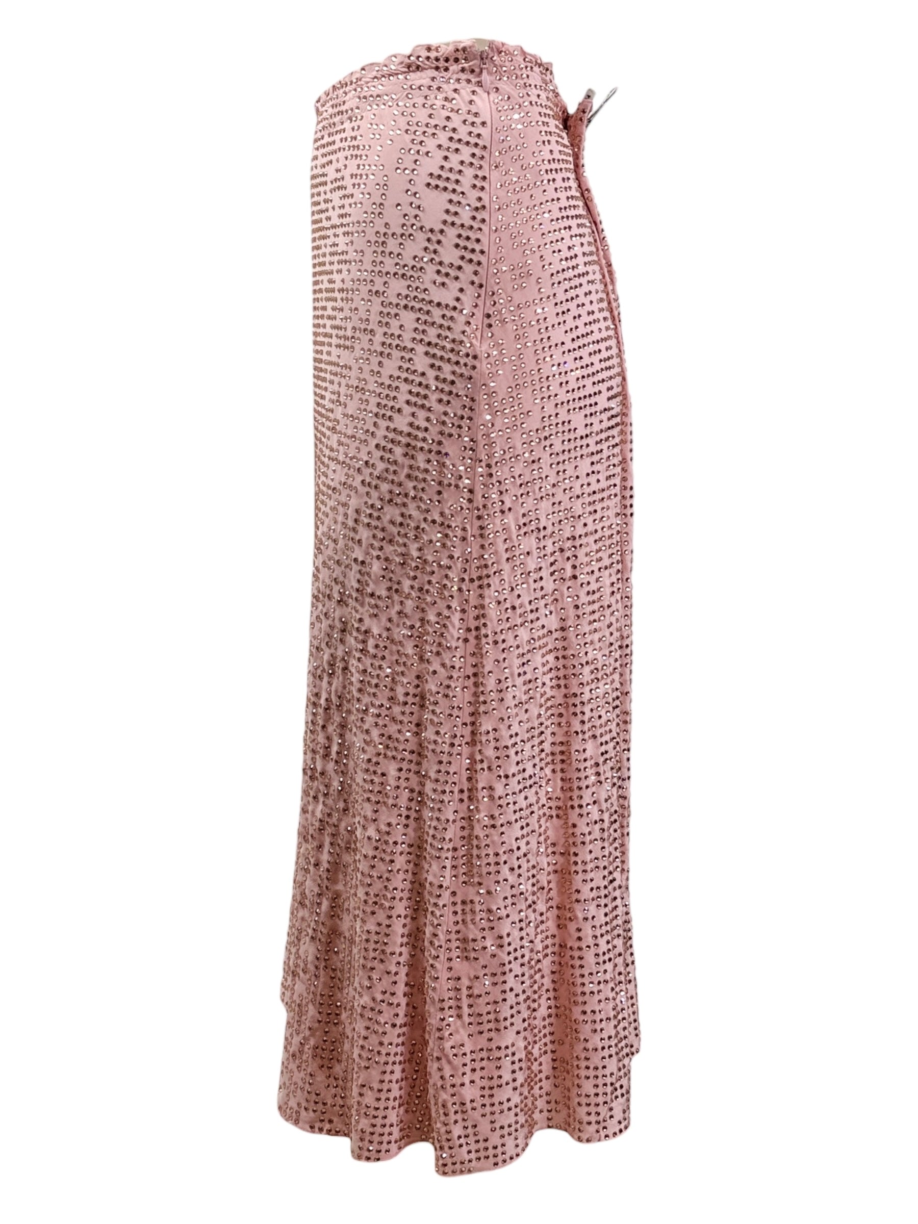 Miu Miu Fall 2022 Swarovski pink crystal embellished silk skirt