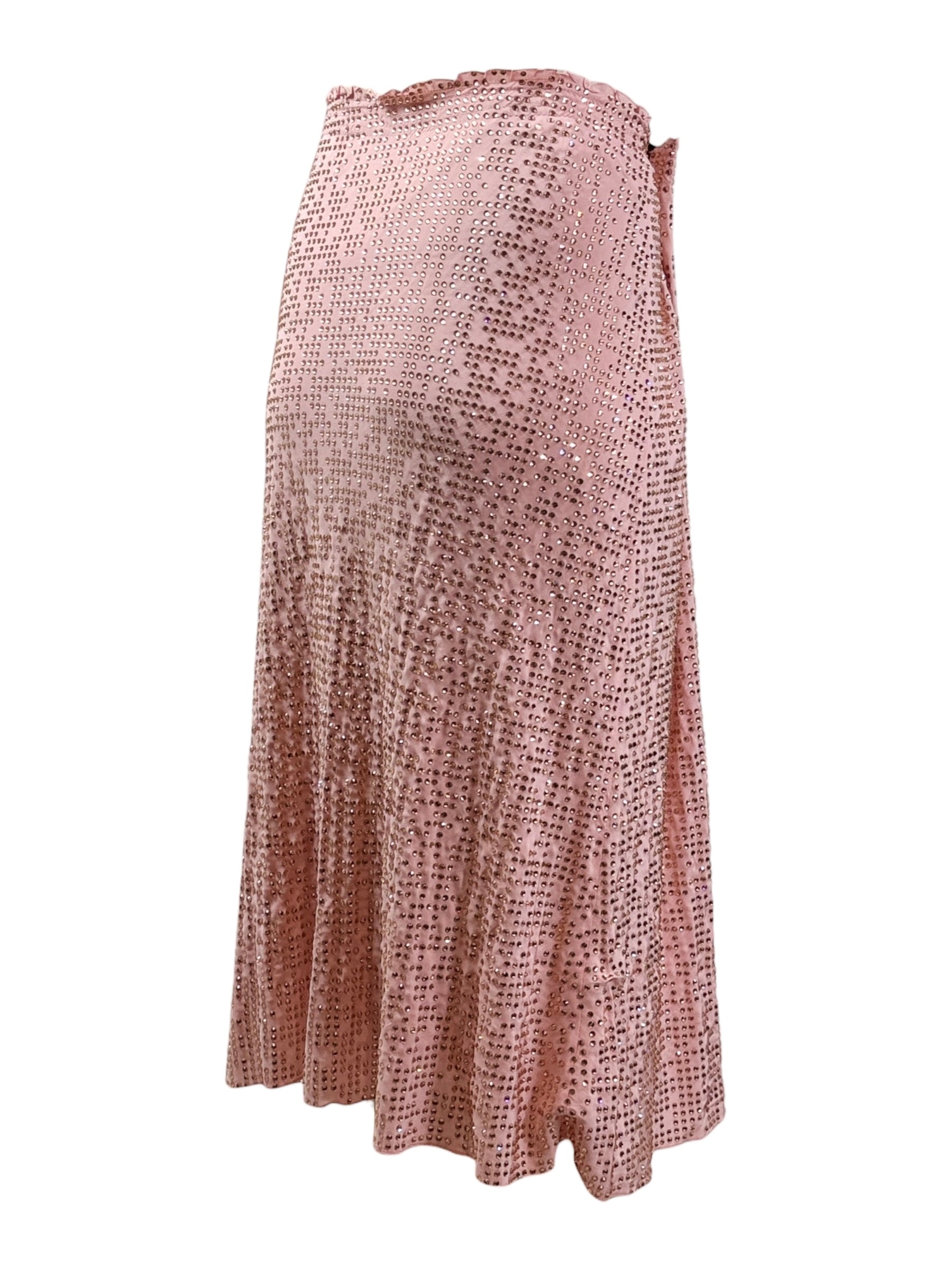 Miu Miu Fall 2022 Swarovski pink crystal embellished silk skirt