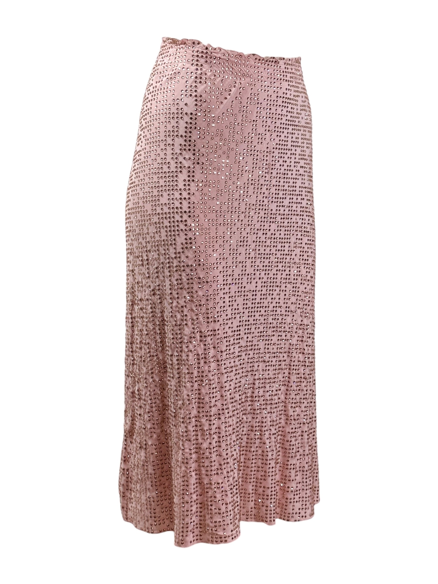 Miu Miu Fall 2022 Swarovski pink crystal embellished silk skirt