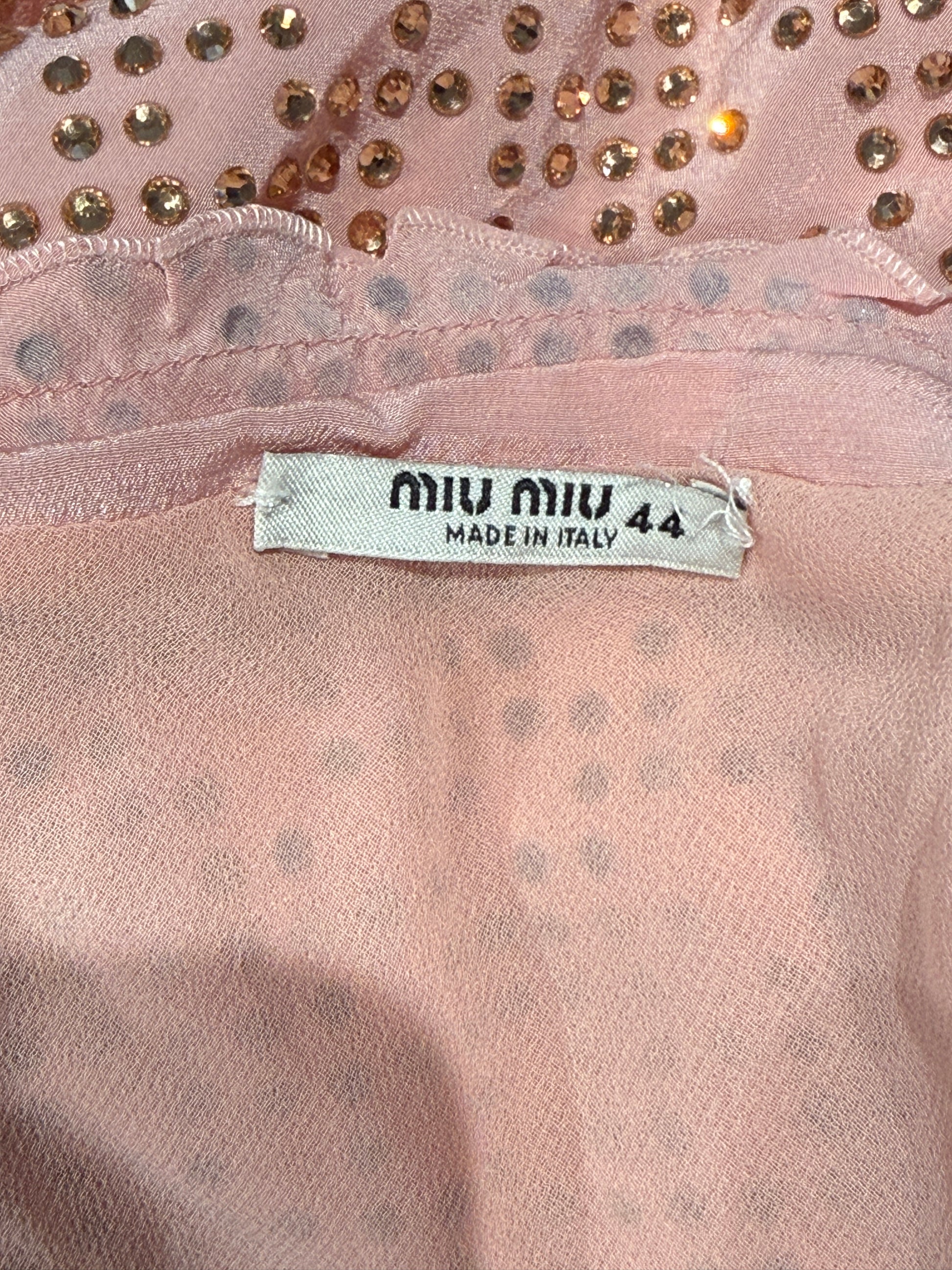 Miu Miu Fall 2022 Swarovski pink crystal embellished silk skirt