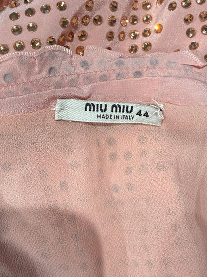 Miu Miu Fall 2022 Swarovski pink crystal embellished silk skirt