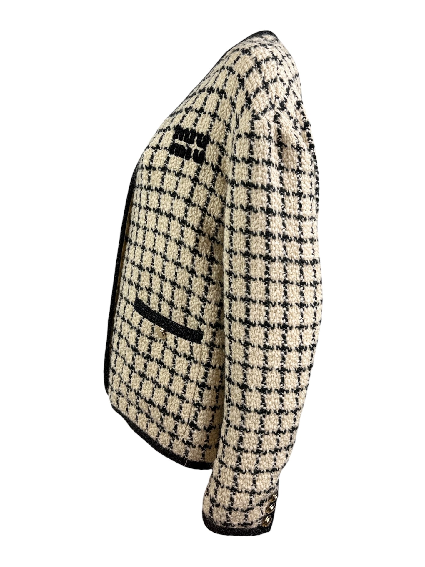 Miu Miu tweed jacket beige black