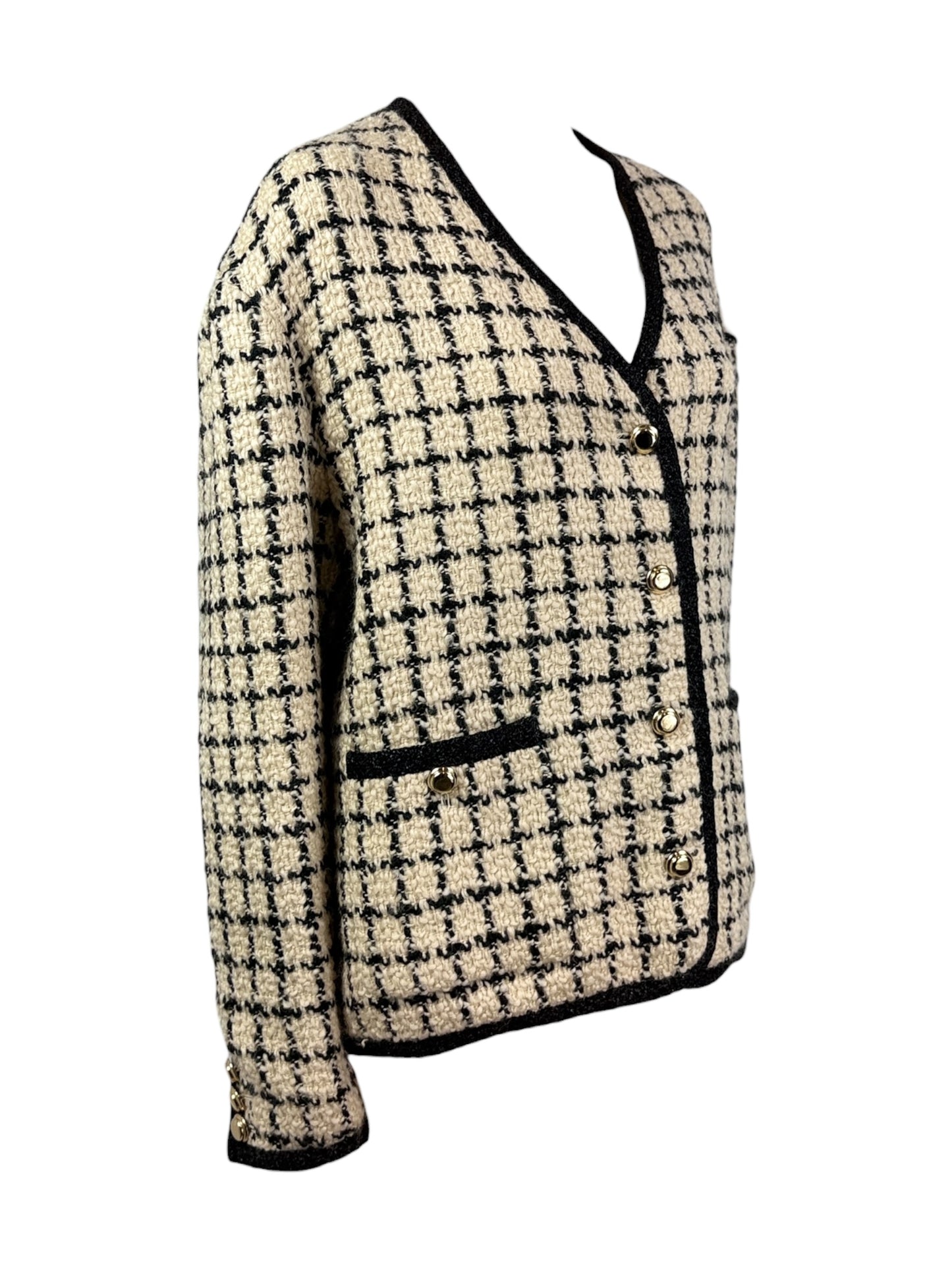 Miu Miu tweed jacket beige black