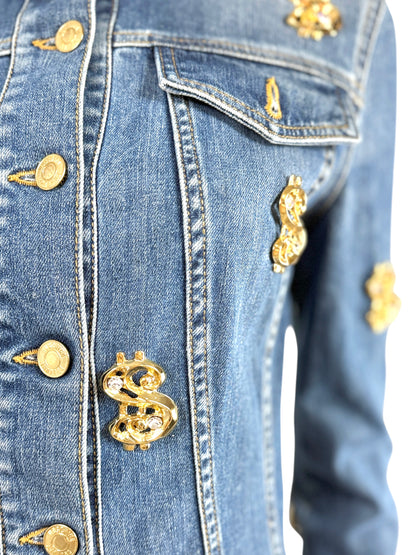 Moschino Couture Jeremy Scott Fall 2019 Dollar denim chemise dress