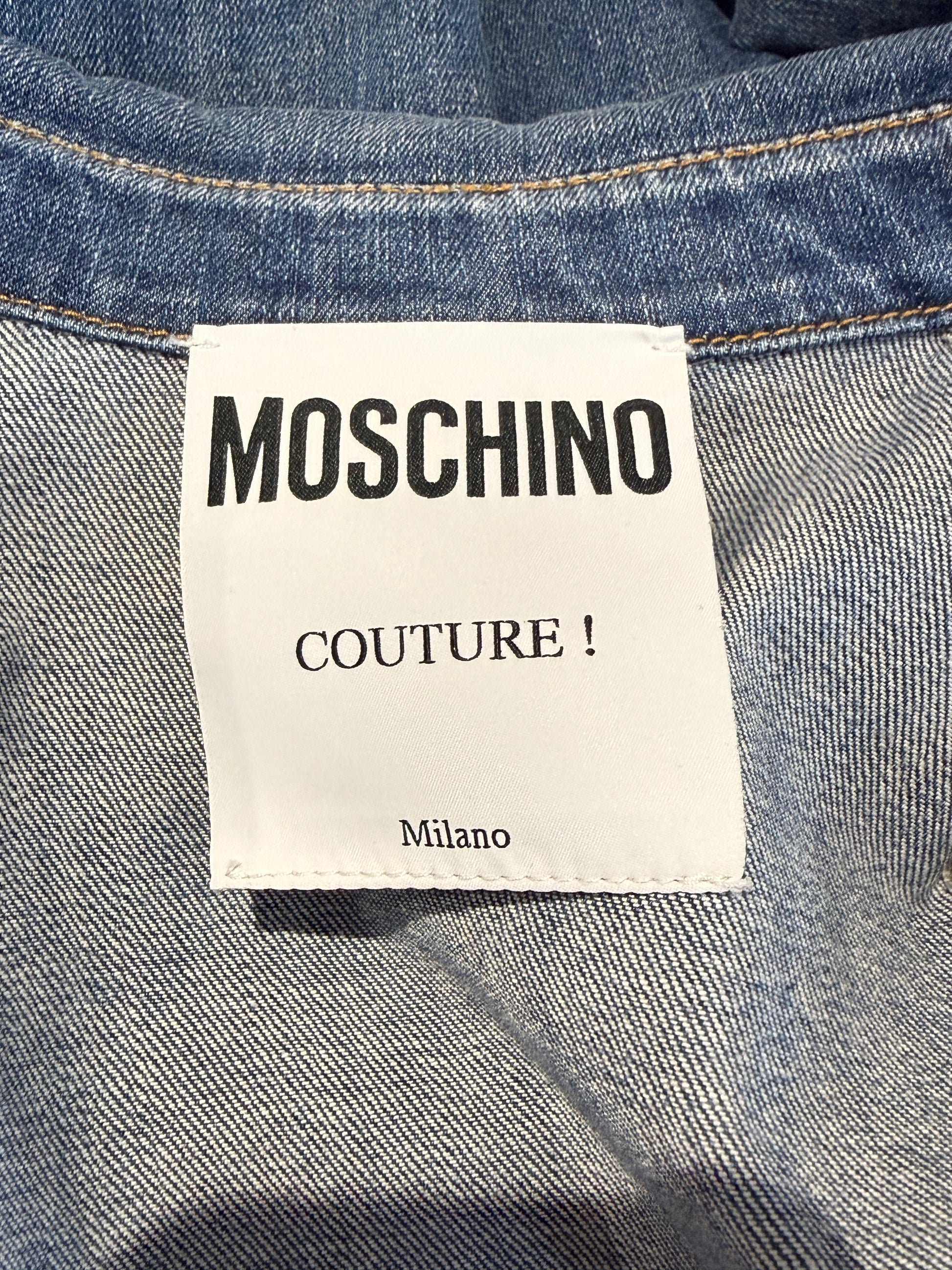 Moschino Couture Jeremy Scott Fall 2019 Dollar denim chemise dress