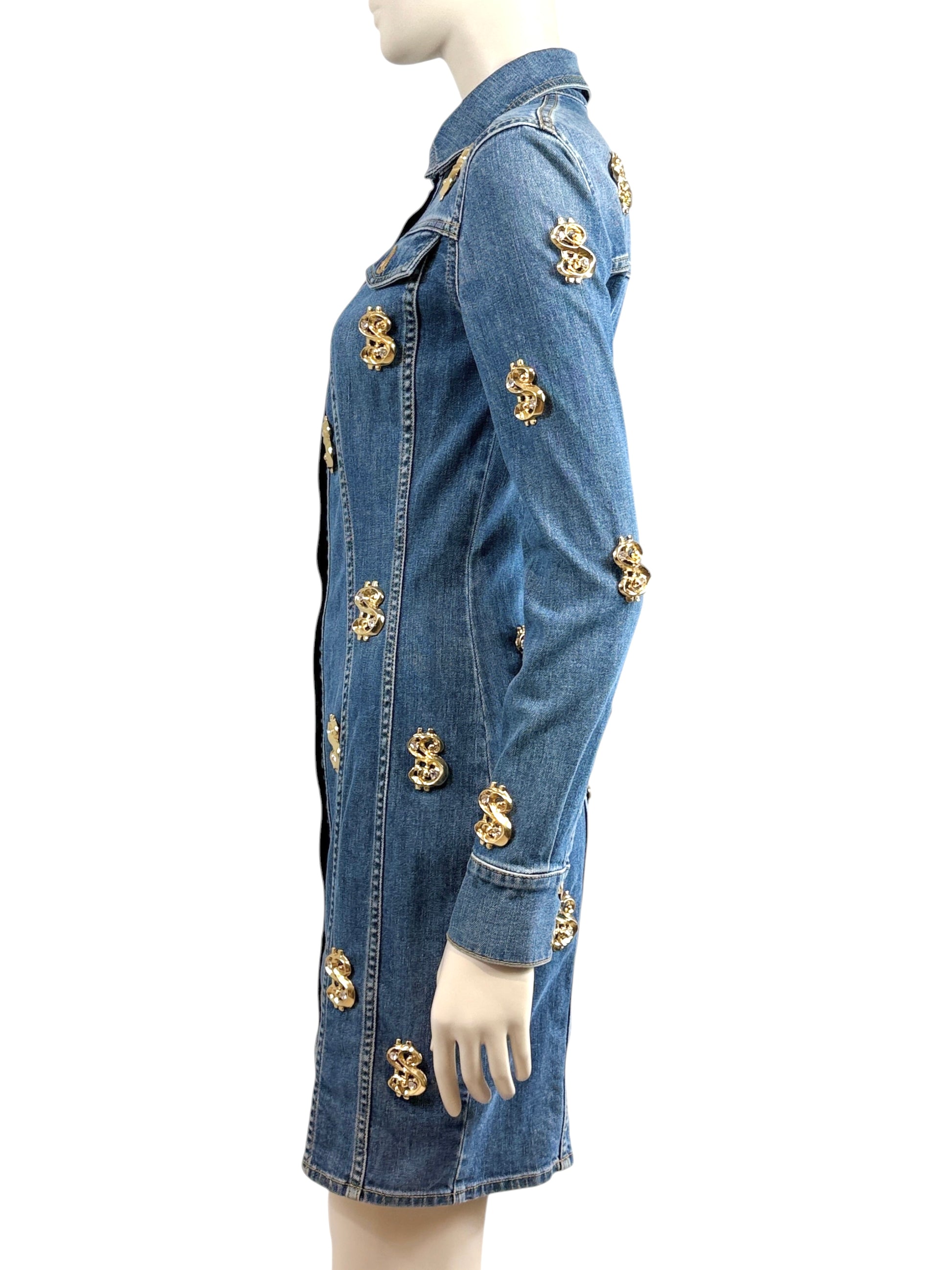 Moschino Couture Jeremy Scott Fall 2019 Dollar denim chemise dress