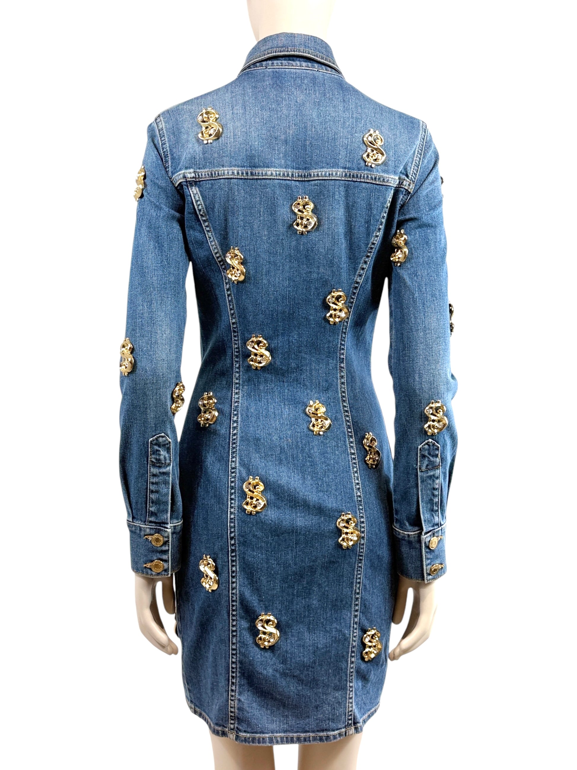 Moschino Couture Jeremy Scott Fall 2019 Dollar denim chemise dress