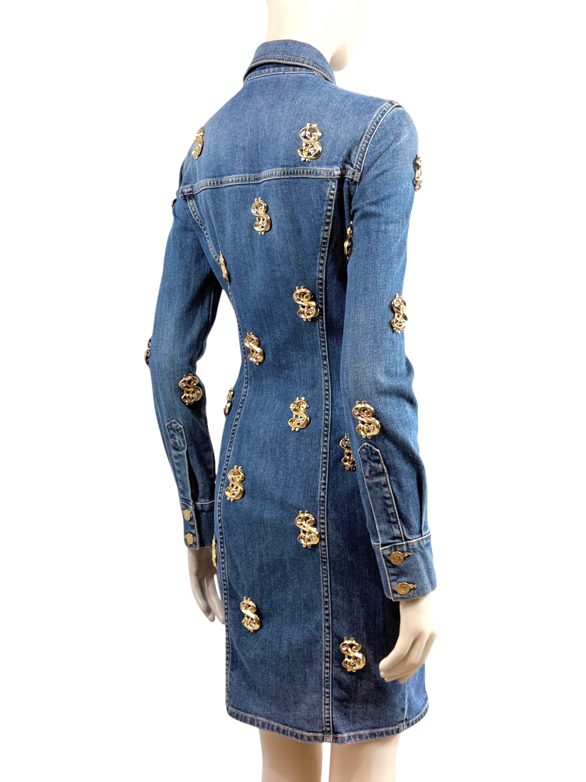 Moschino Couture Jeremy Scott Fall 2019 Dollar denim chemise dress