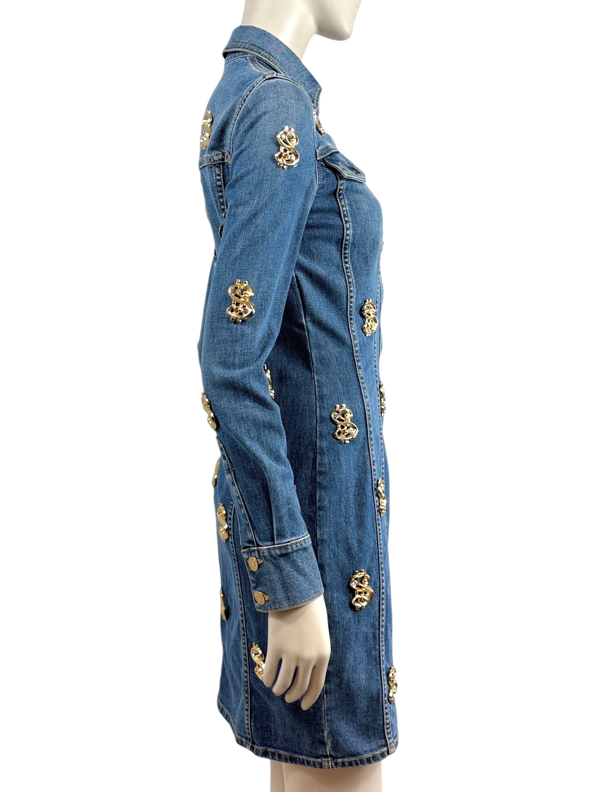 Moschino Couture Jeremy Scott Fall 2019 Dollar denim chemise dress