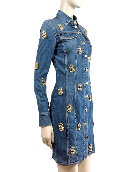 Moschino Couture Jeremy Scott Fall 2019 Dollar denim chemise dress