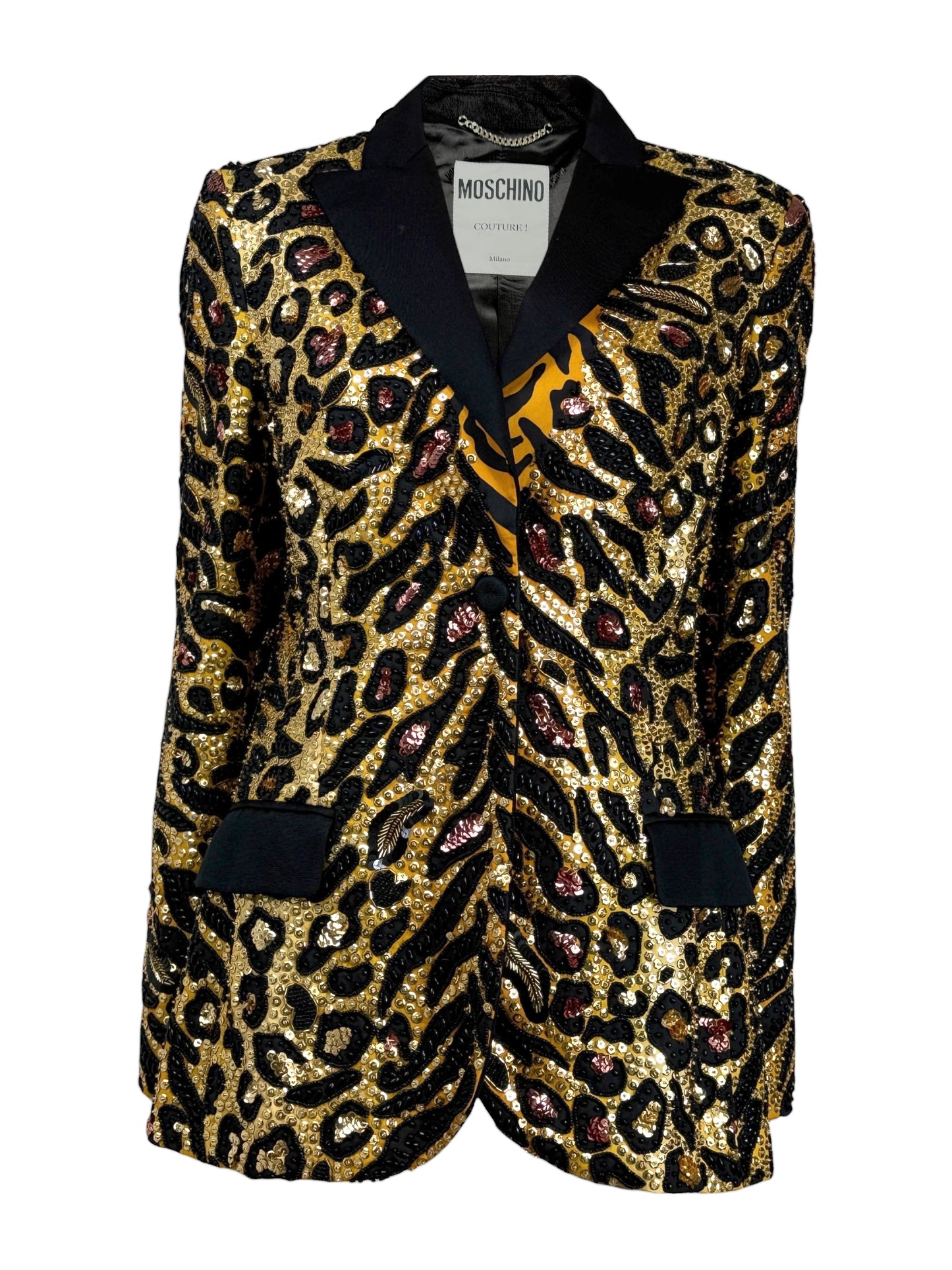 Moschino Couture Jeremy Scott Resort 2019 Look 58 Smoking tiger leopard jacket