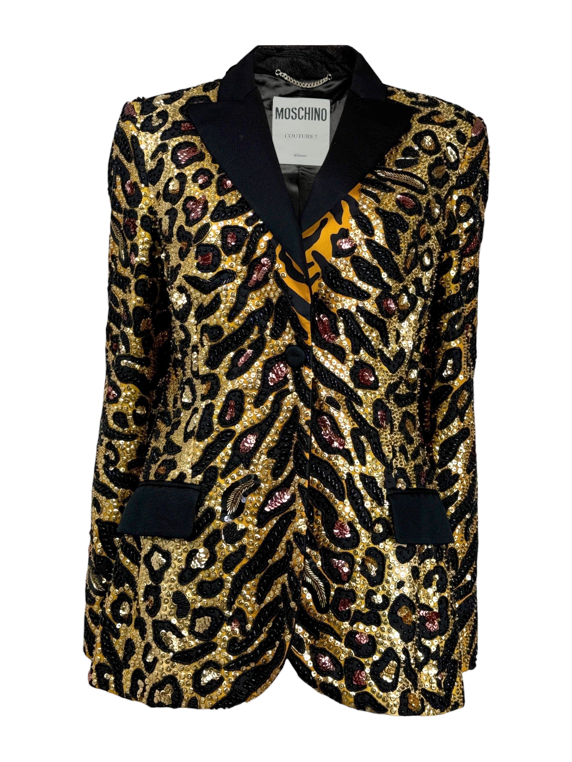 Moschino Couture Jeremy Scott Resort 2019 Look 58 Smoking tiger leopard jacket
