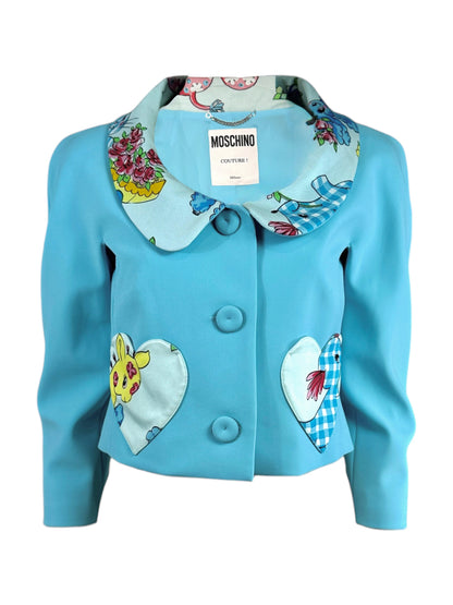 Moschino Couture Jeremy Scott Spring 2022 Look 32 Blue Cropped jacket