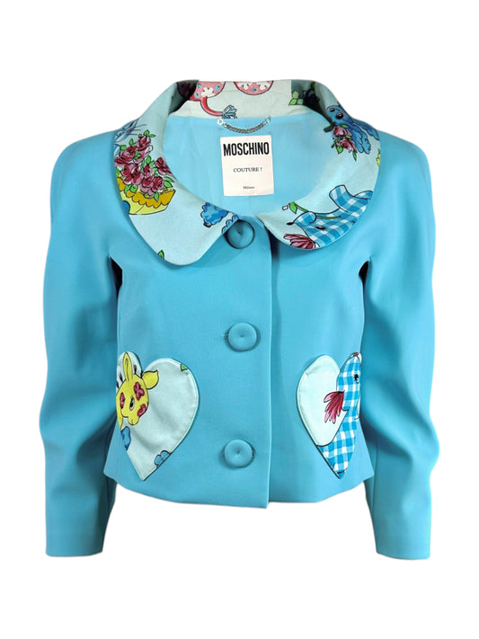 Moschino Couture Jeremy Scott Spring 2022 Look 32 Blue Cropped jacket