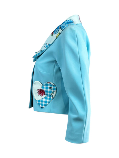 Moschino Couture Jeremy Scott Spring 2022 Look 32 Blue Cropped jacket