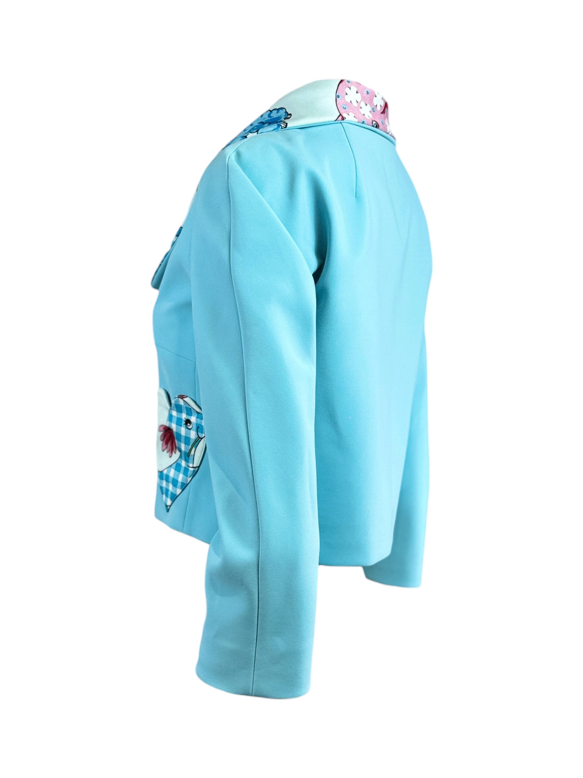 Moschino Couture Jeremy Scott Spring 2022 Look 32 Blue Cropped jacket