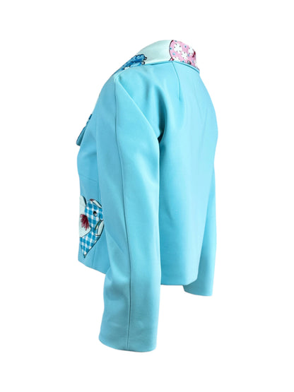 Moschino Couture Jeremy Scott Spring 2022 Look 32 Blue Cropped jacket