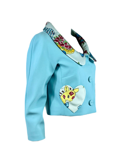 Moschino Couture Jeremy Scott Spring 2022 Look 32 Blue Cropped jacket