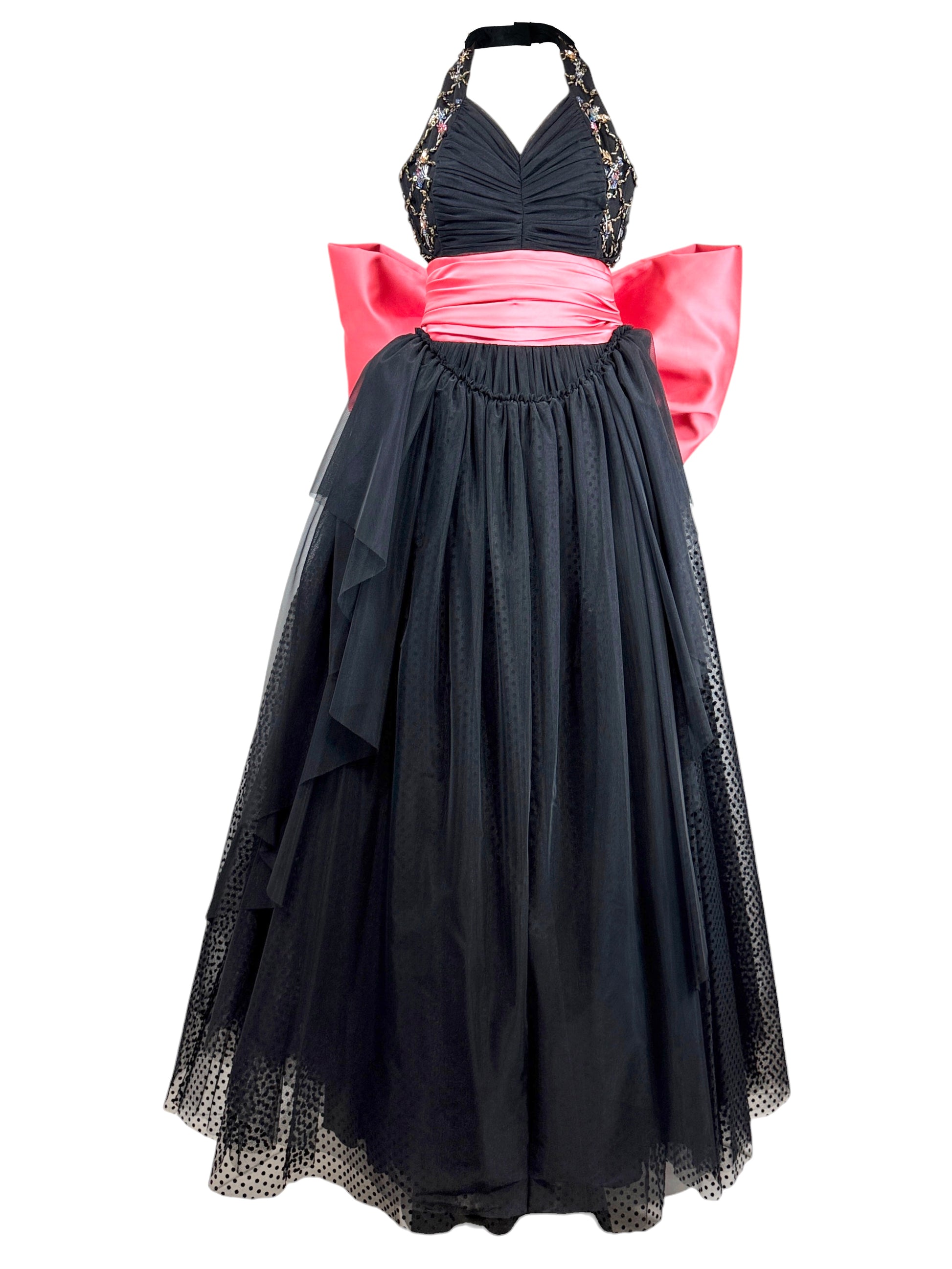Moschino Couture Spring 2021 Puppet Collection Look 34 Black Pink bow dress