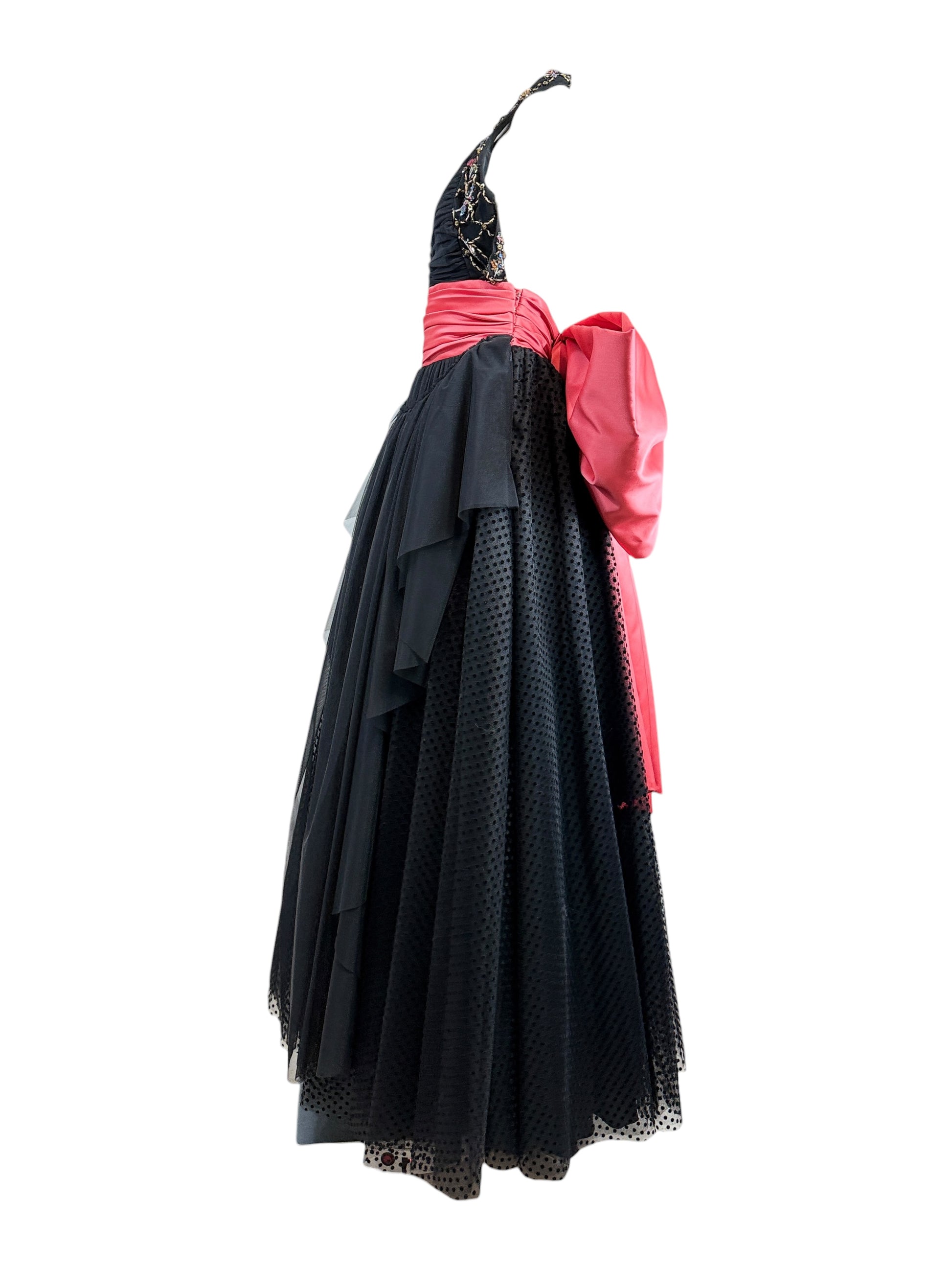 Moschino Couture Spring 2021 Puppet Collection Look 34 Black Pink bow dress