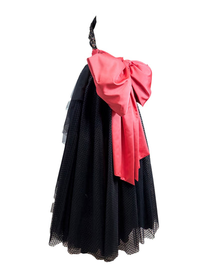 Moschino Couture Spring 2021 Puppet Collection Look 34 Black Pink bow dress