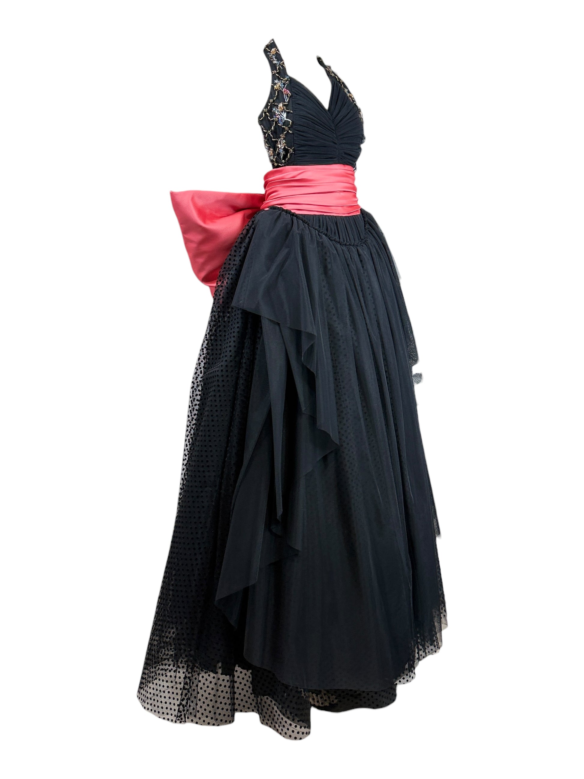 Moschino Couture Spring 2021 Puppet Collection Look 34 Black Pink bow dress