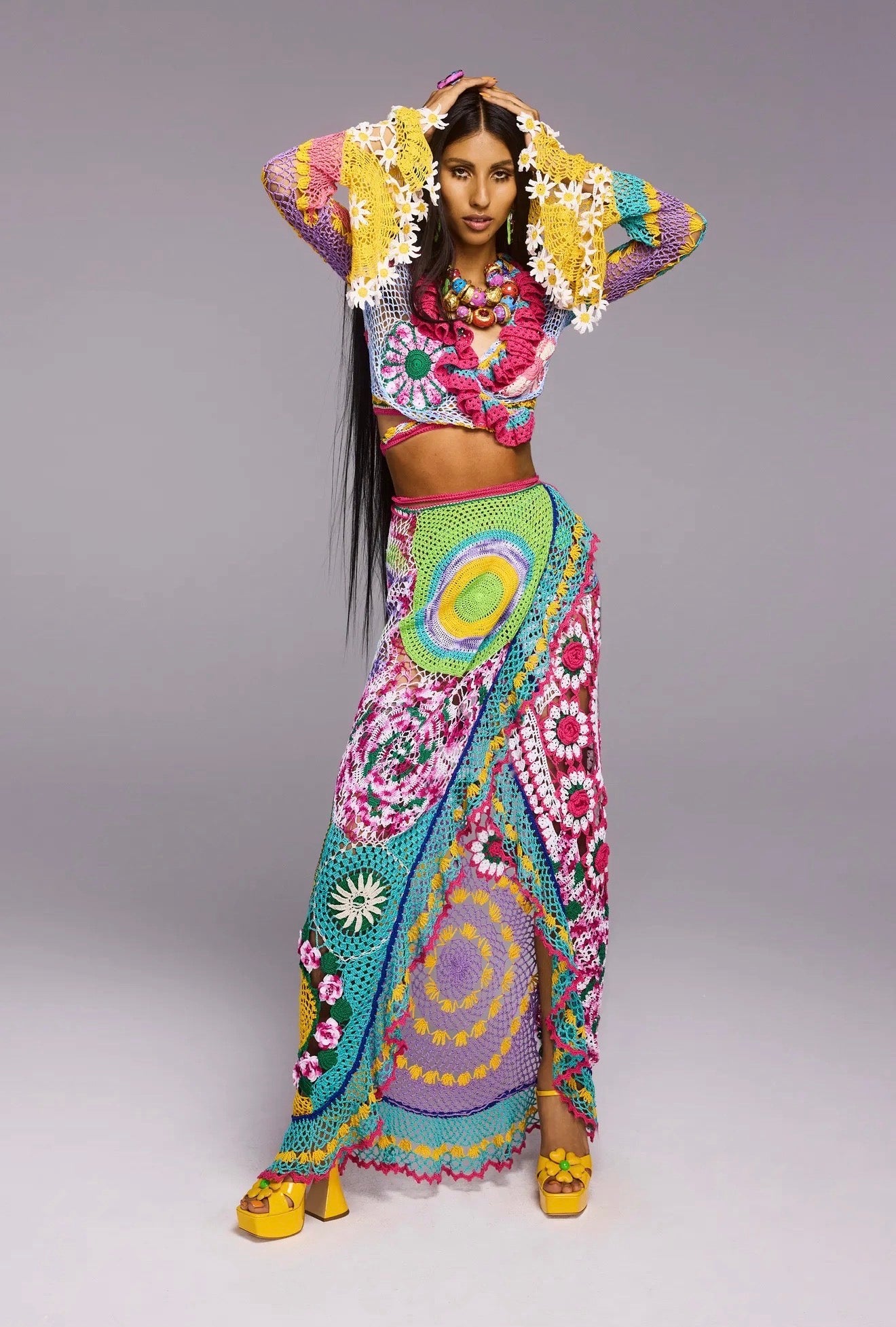 Moschino Couture X Jeremy Scott Resort 2023 Look 38 Multicolored crochet set