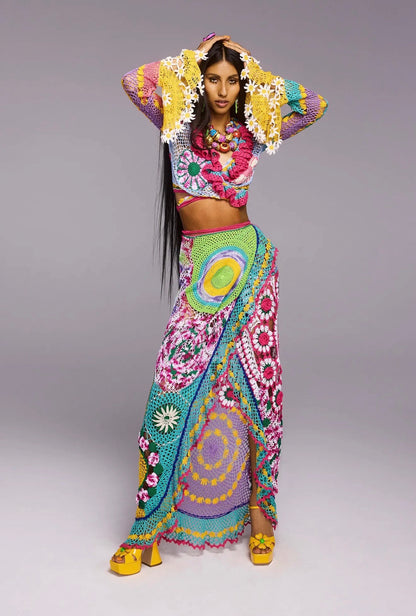 Moschino Couture X Jeremy Scott Resort 2023 Look 38 Multicolored crochet set
