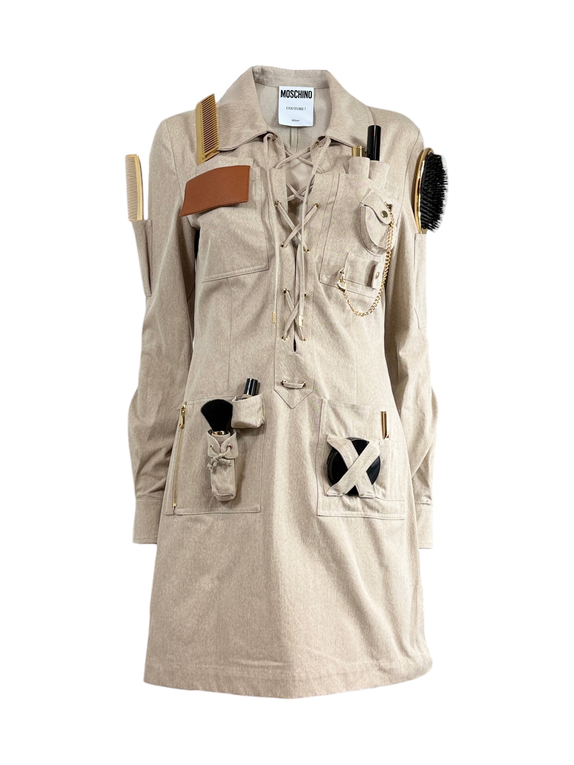 Moschino Couture Fall 2021 Look 30 Safari makeup jacket