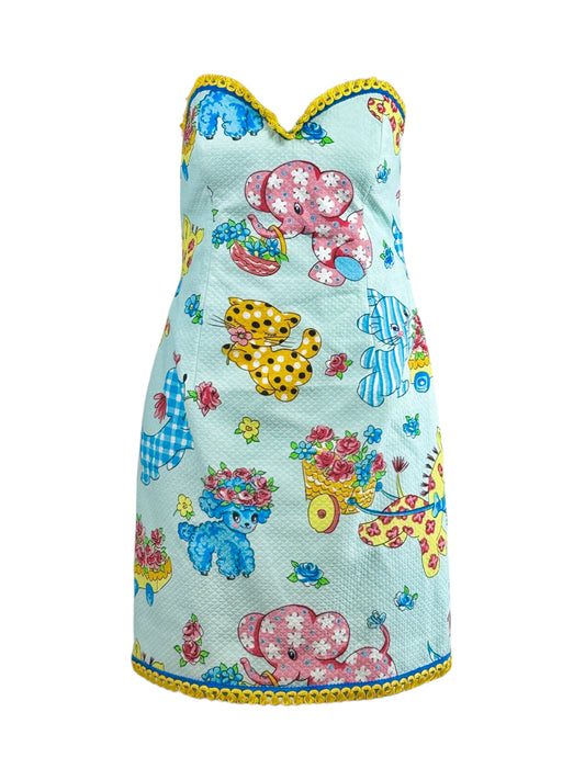 Moschino Jeremy Scott Spring 2022 Look 30 Strapless multicolor dress