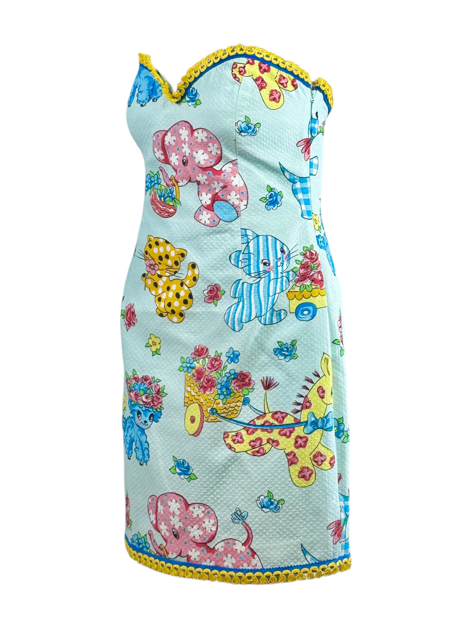Moschino Jeremy Scott Spring 2022 Look 30 Strapless multicolor dress