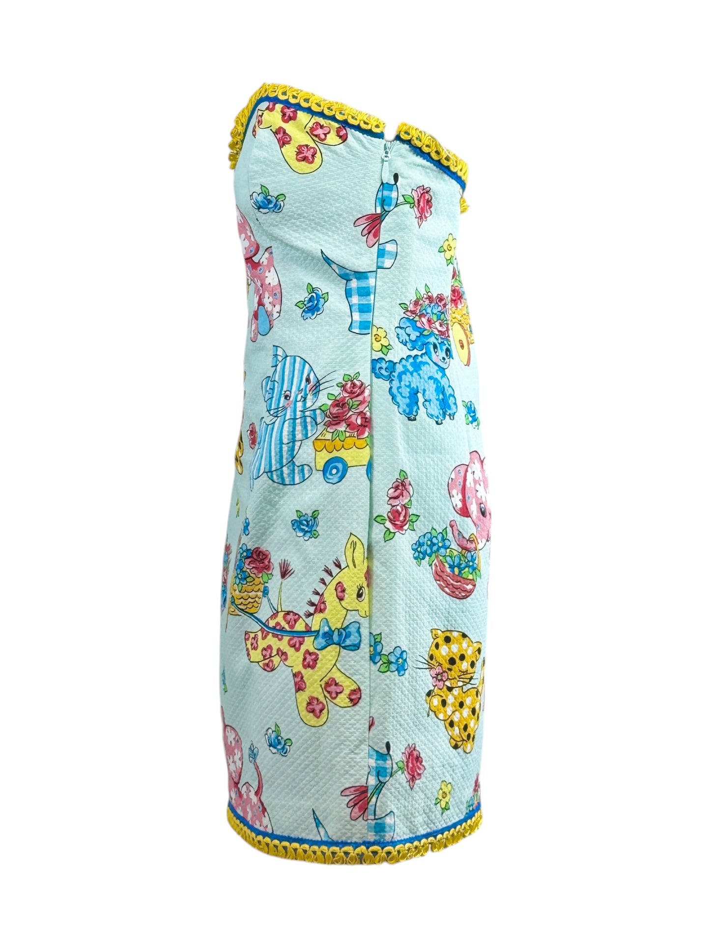 Moschino Jeremy Scott Spring 2022 Look 30 Strapless multicolor dress
