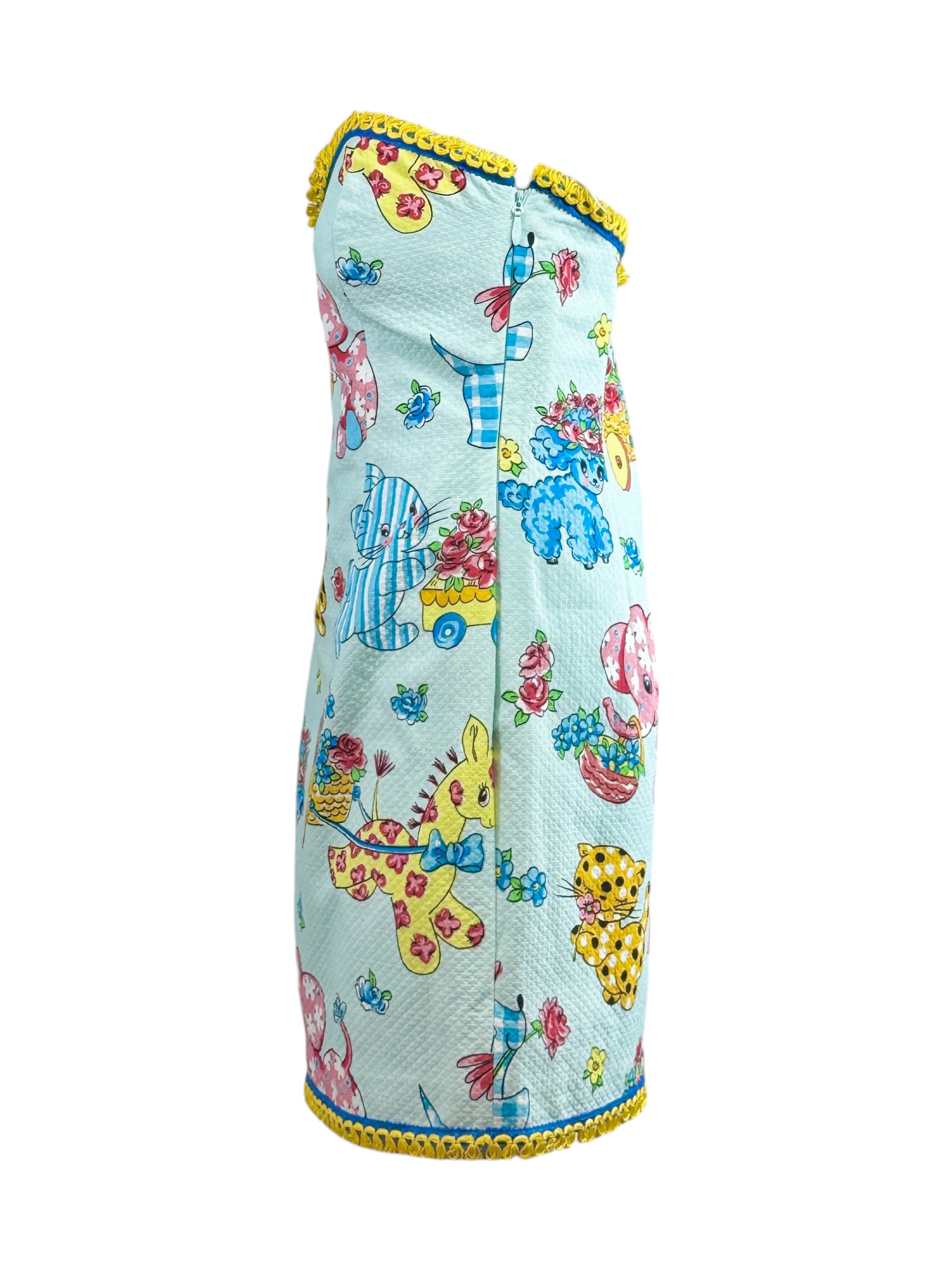 Moschino Jeremy Scott Spring 2022 Look 30 Strapless multicolor dress
