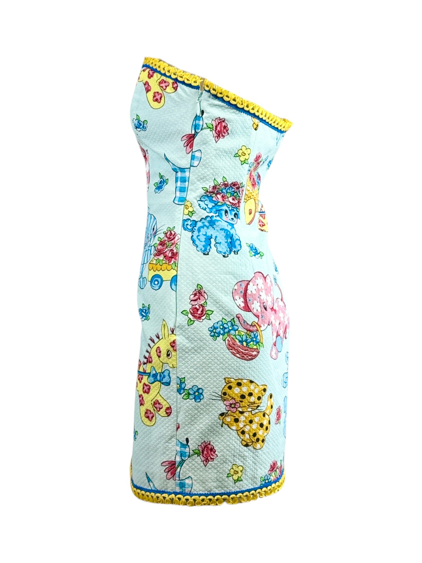 Moschino Jeremy Scott Spring 2022 Look 30 Strapless multicolor dress