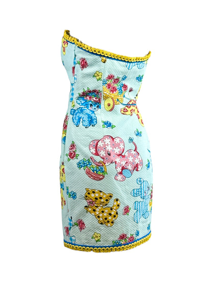 Moschino Jeremy Scott Spring 2022 Look 30 Strapless multicolor dress