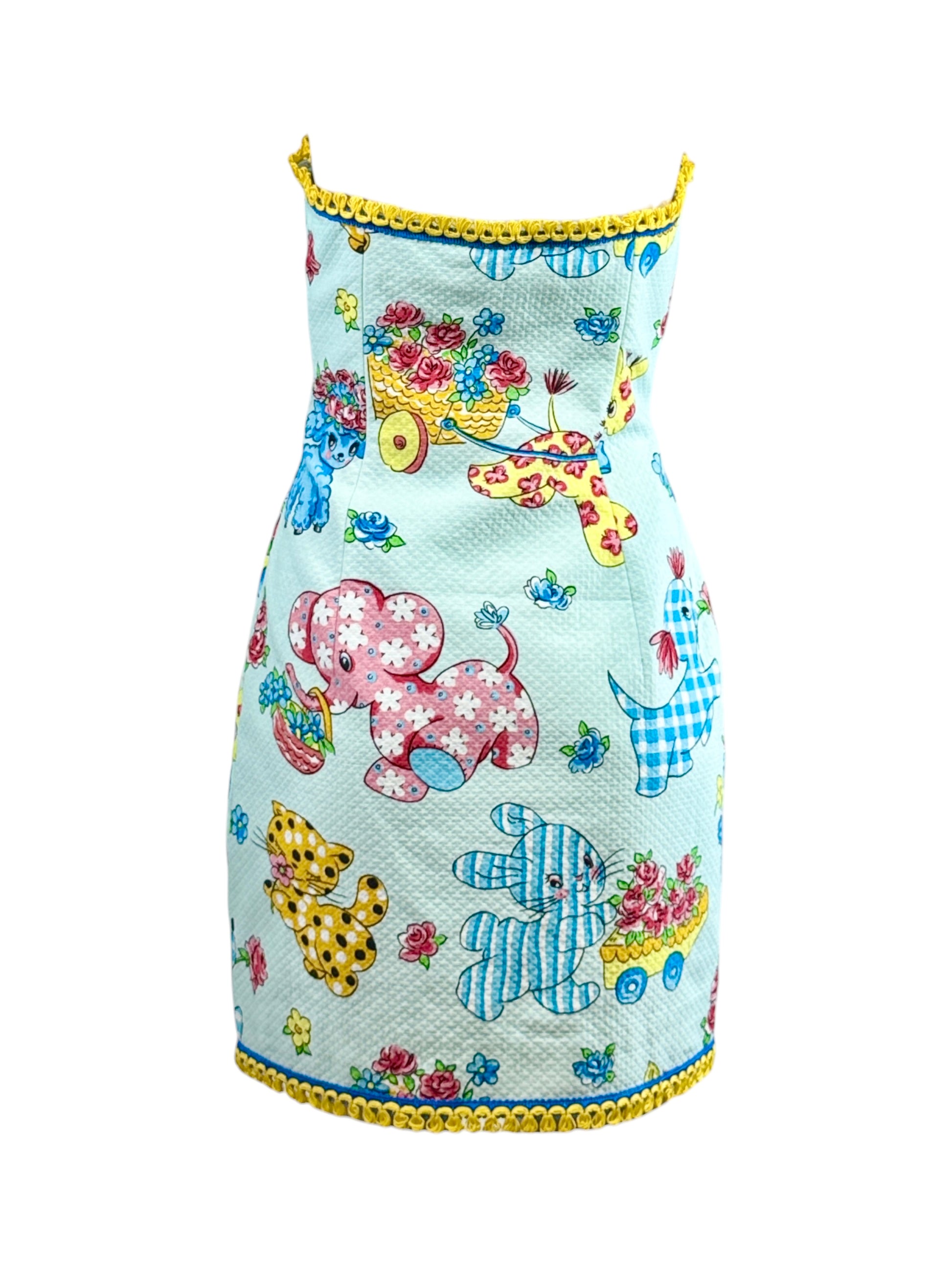 Moschino Jeremy Scott Spring 2022 Look 30 Strapless multicolor dress