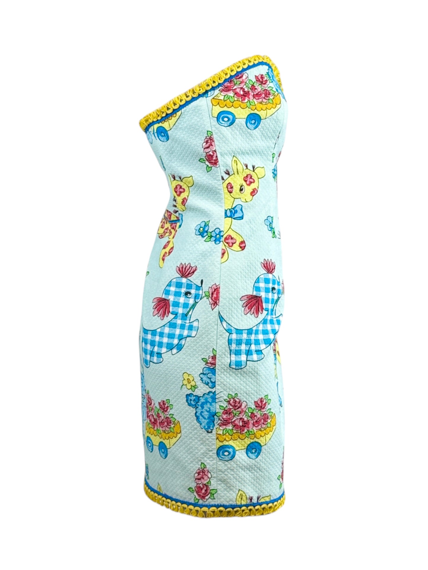 Moschino Jeremy Scott Spring 2022 Look 30 Strapless multicolor dress