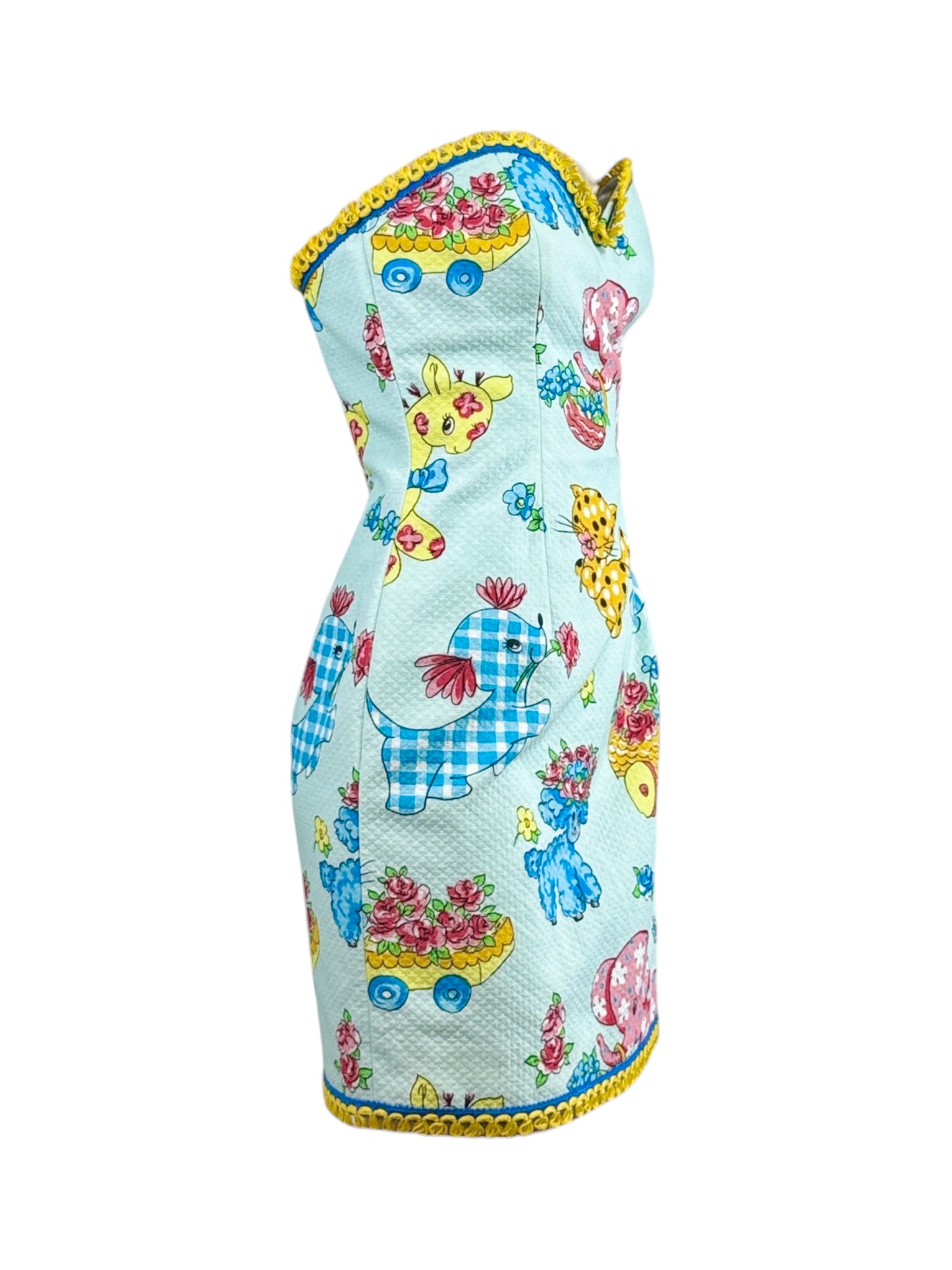 Moschino Jeremy Scott Spring 2022 Look 30 Strapless multicolor dress