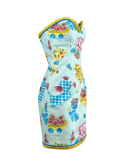 Moschino Jeremy Scott Spring 2022 Look 30 Strapless multicolor dress