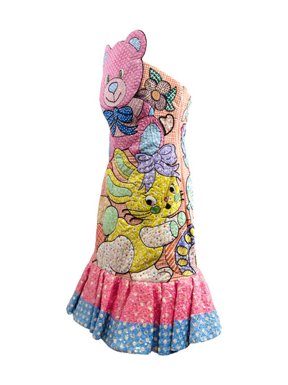 Moschino Jeremy Scott Spring 2022 Look 45 Multicolored patchwork toy dress