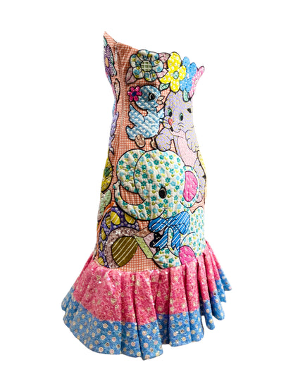 Moschino Jeremy Scott Spring 2022 Look 45 Multicolored patchwork toy dress