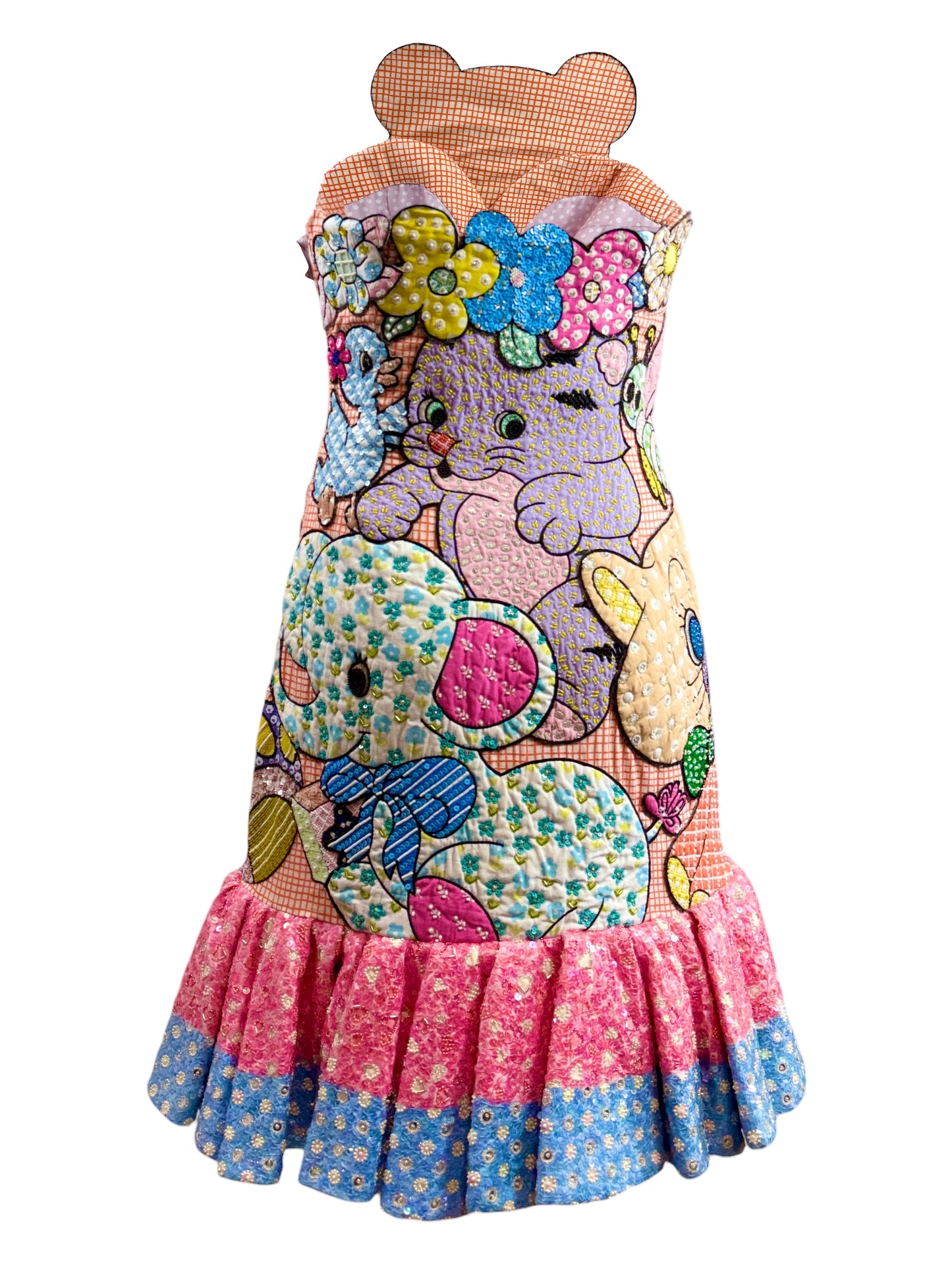 Moschino Jeremy Scott Spring 2022 Look 45 Multicolored patchwork toy dress