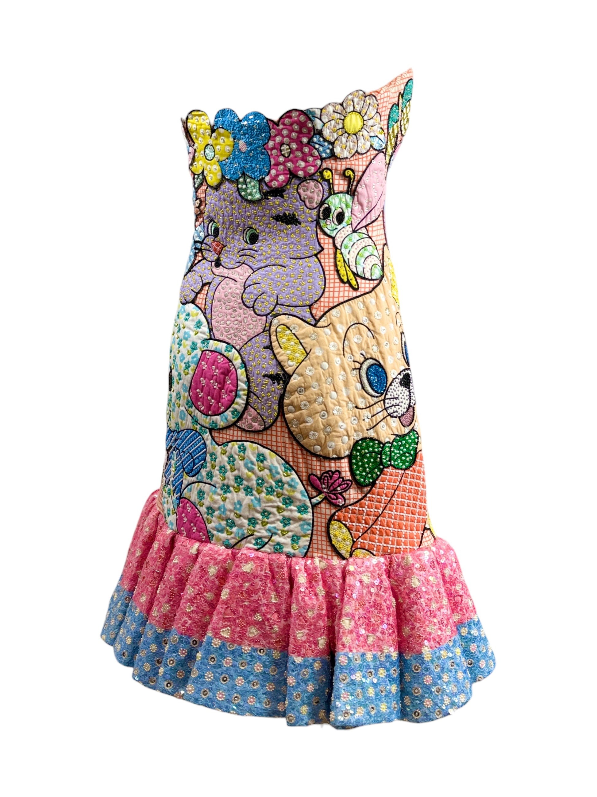Moschino Jeremy Scott Spring 2022 Look 45 Multicolored patchwork toy dress